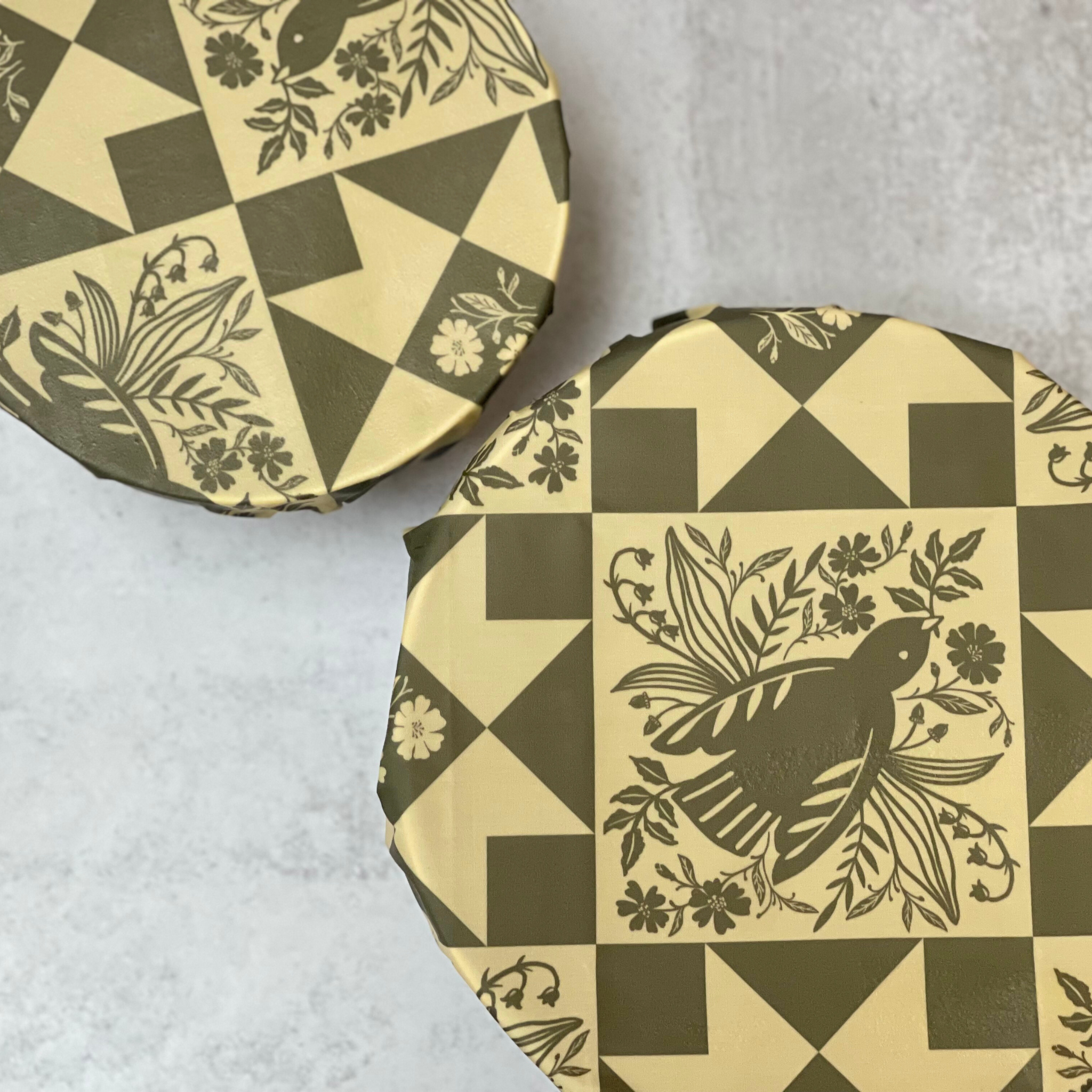 Tiled Forest Organic Beeswax Wraps - Set of 2 | Medium 10” & Large 15”