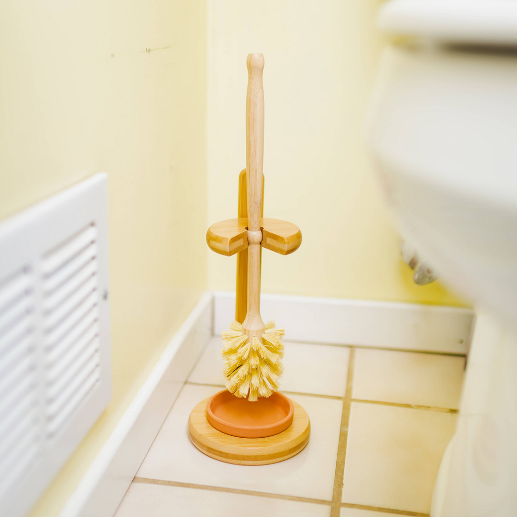 Bamboo Toilet Bowl Brush and Stand - Thumbnail 4