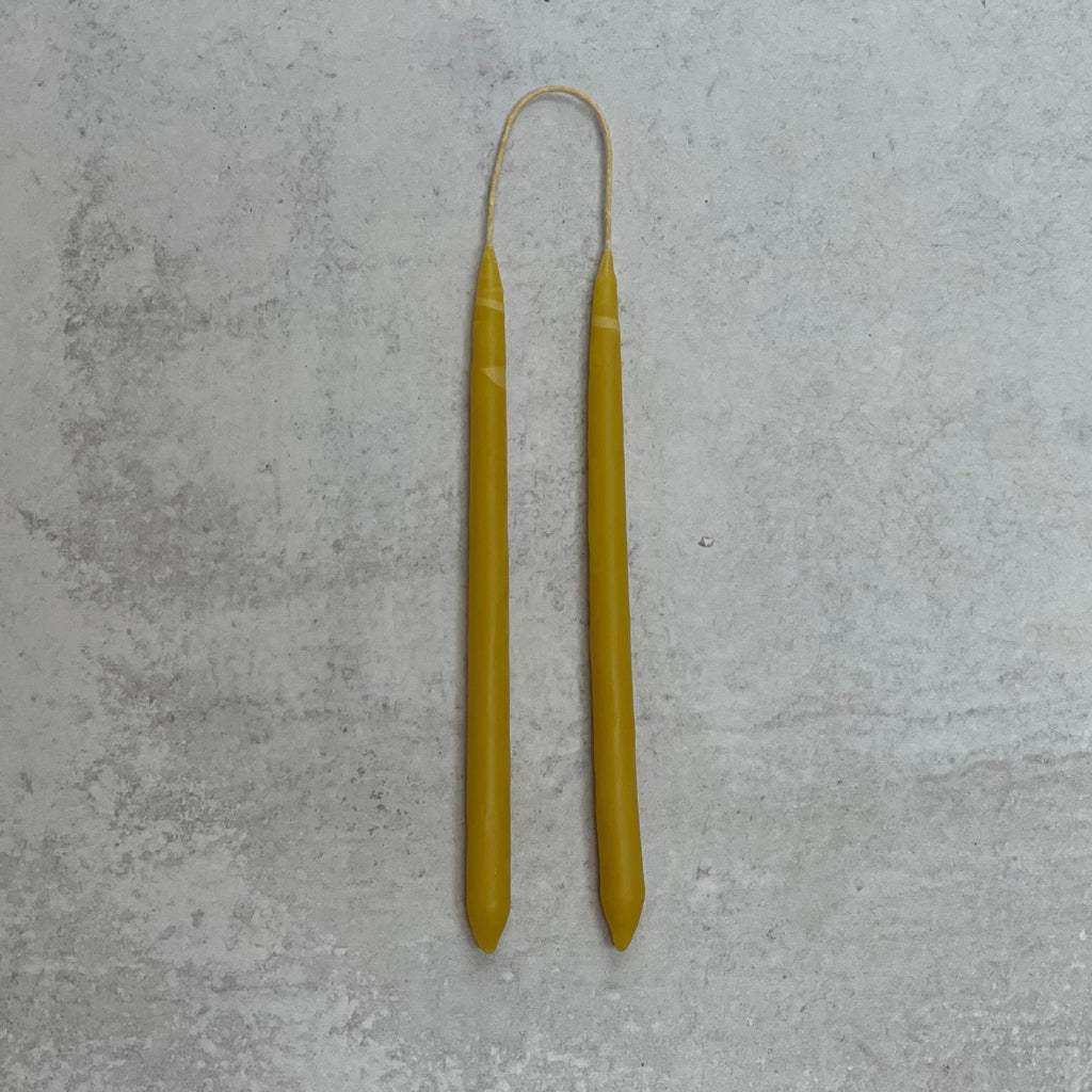 Hand Dipped Beeswax Taper Candles 9” - Thumbnail 2